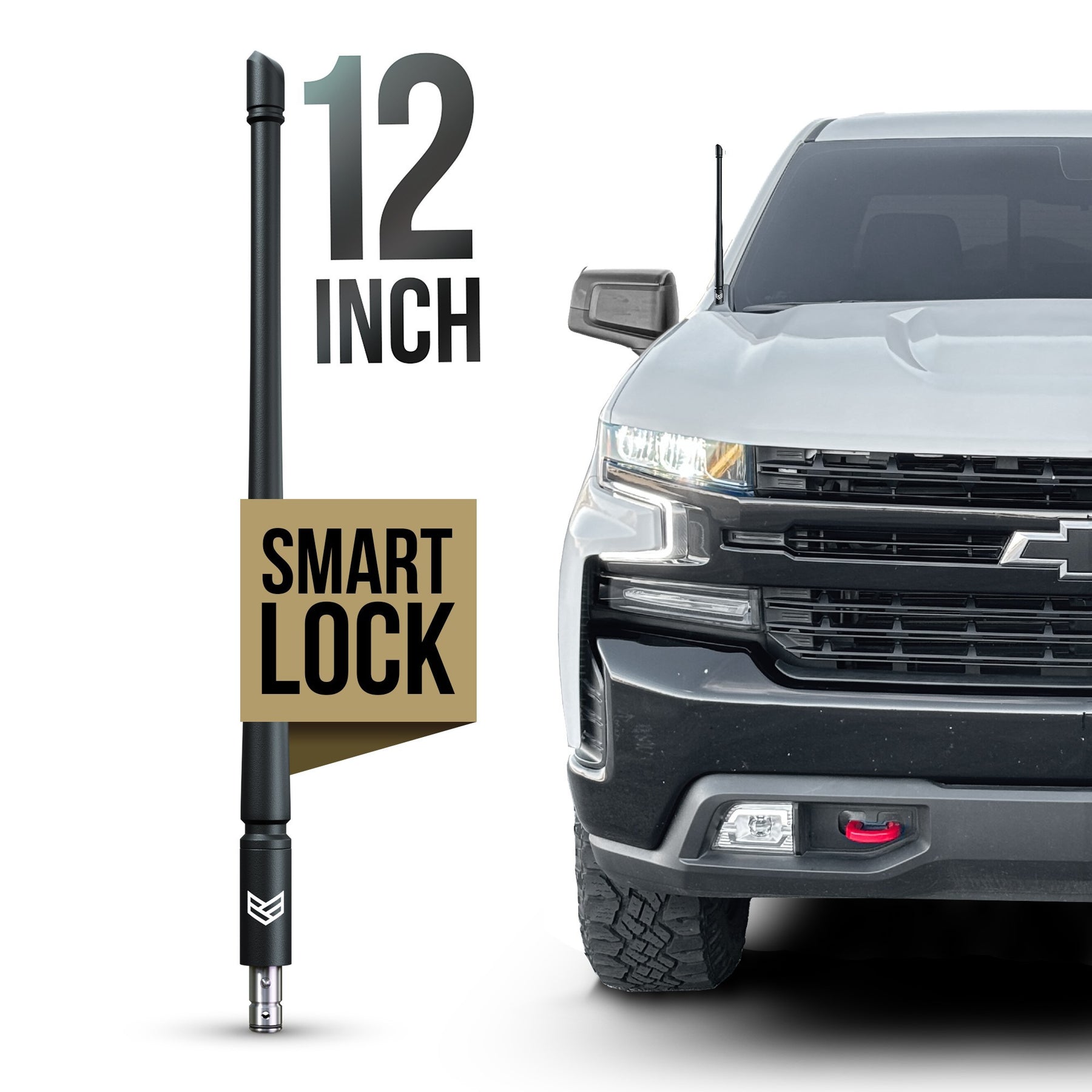 5.5-inch vs 12-inch bullet antenna Silverado comparison side by side