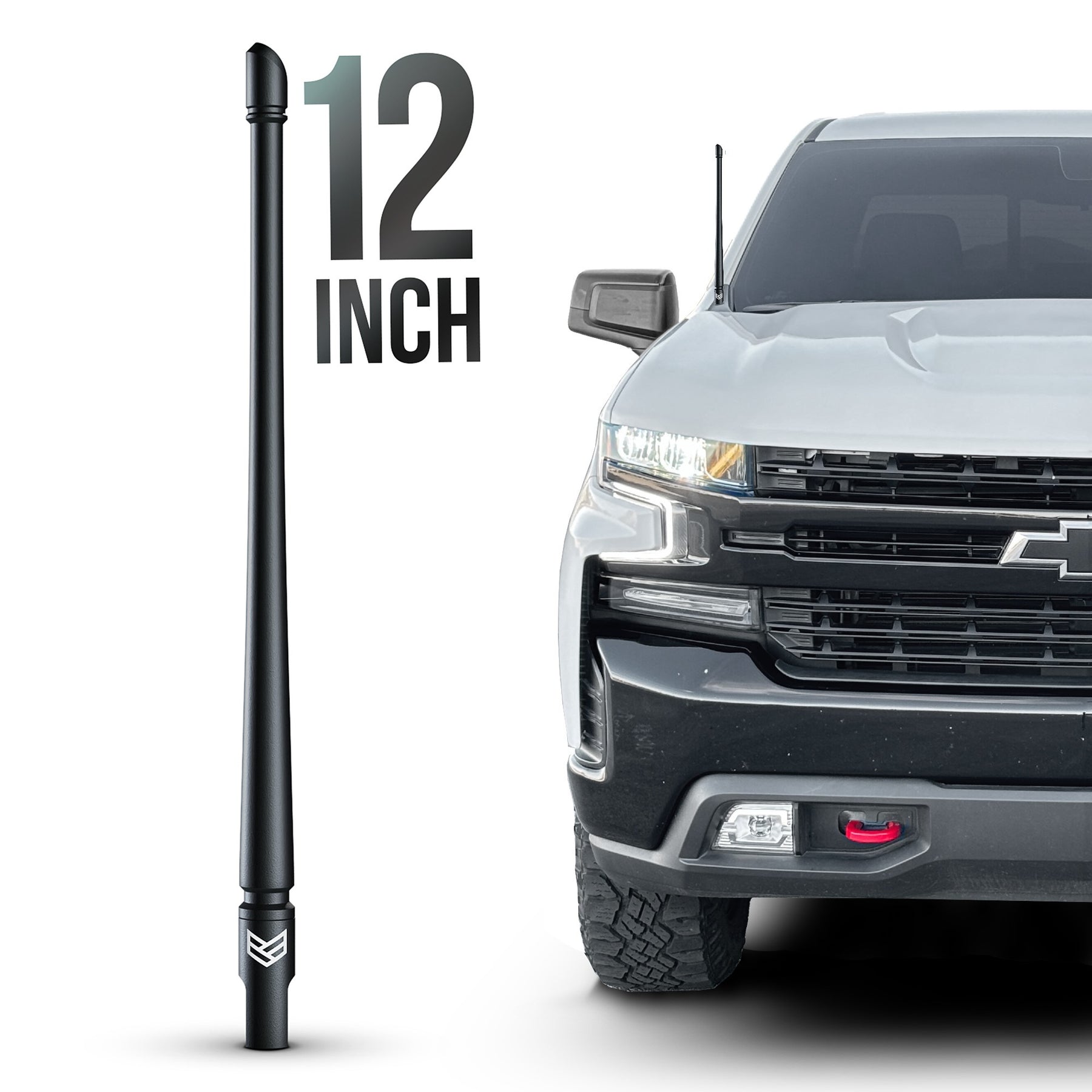 Shiny Black Antenna Cover For 2015-2022 Chevy Silverado 2500/3500 HD - 7 Inch